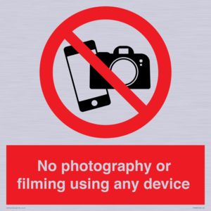 No photography or filming using any device
